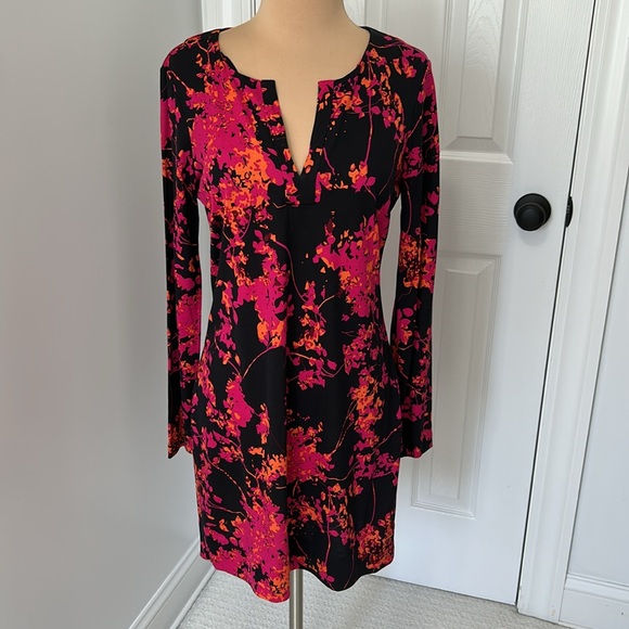 Diane von Furstenberg Silk Reina Long Sleeve Floral Daze Shift Dress - Picture 2 of 10